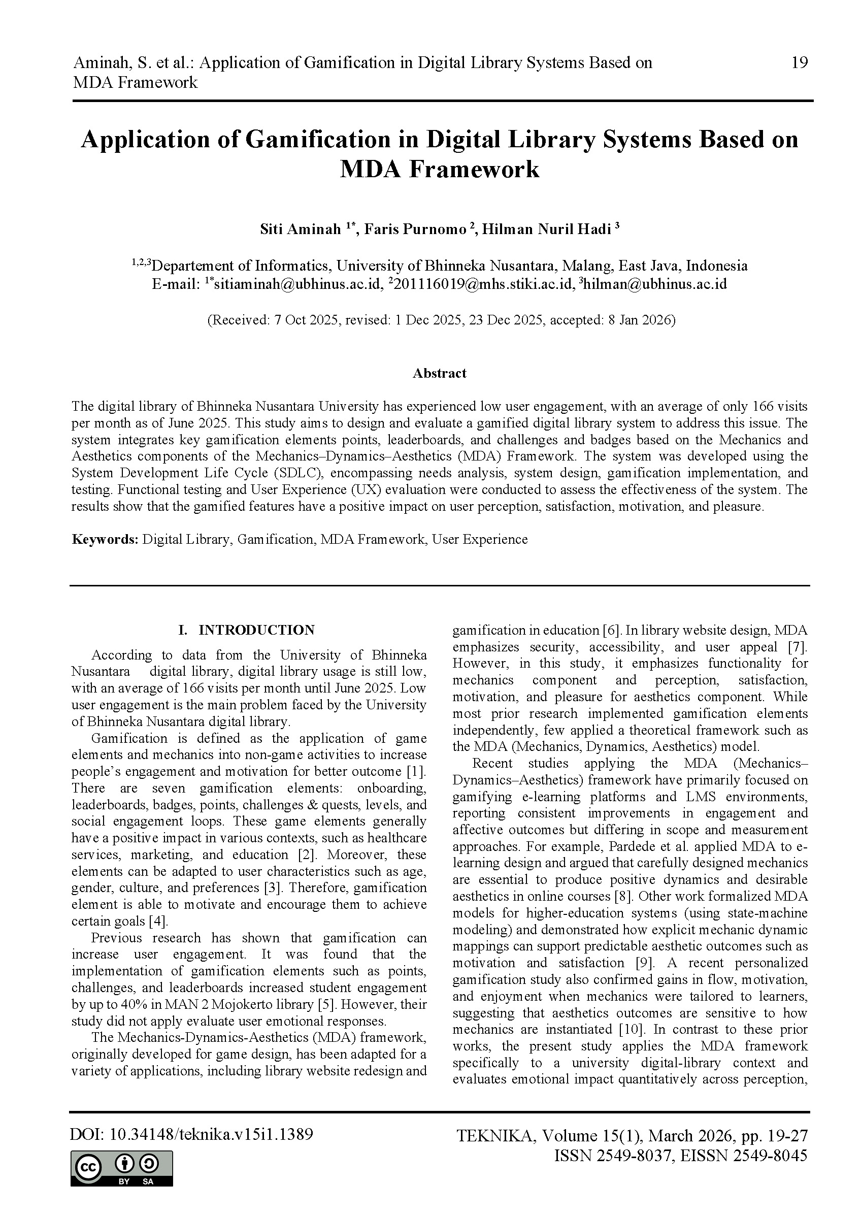 Application of Gamification in Digital Library Systems Based on MDA ...