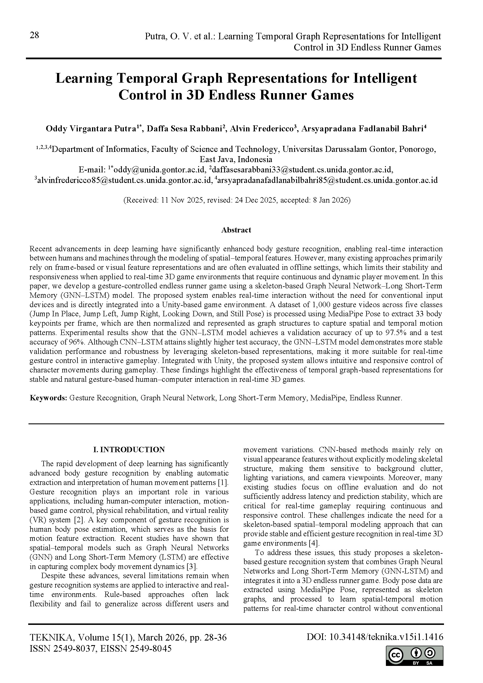 Learning Temporal Graph Representations for Intelligent Control in 3D Endless Runner Games